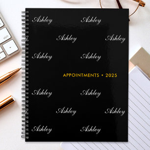 Elegant Script Name Pattern Personalized Planner