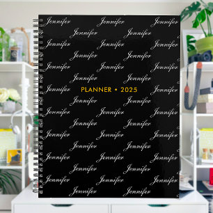 Elegant Script Name Pattern Personalized Planner