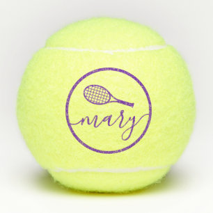 Elegant Script Name Personalized Purple Tennis Balls