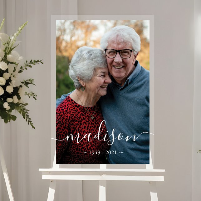 Elegant Script Name Photo Memorial Keepsake Acrylic Sign (Elegant Script Name Photo Memorial Keepsake Acrylic Sign
)