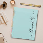 Elegant Script Name Planner<br><div class="desc">Aqua mint green personalized name planner. Please contact me for help with customization if required.</div>