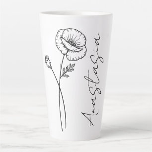 Elegant Script Name Poppy August Birth Flower Latte Mug