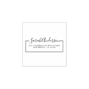 Elegant Script Name & Return Address   Custom Rubber Stamp