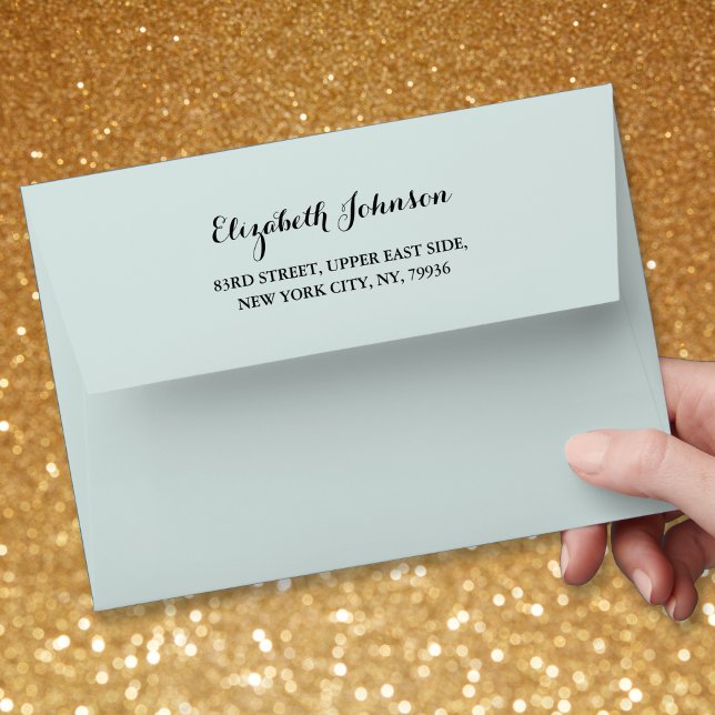 Elegant Script Name Return Address Turquoise 5x7 Envelope (Elegant Script Name Return Address Turquoise 5x7 Envelope)