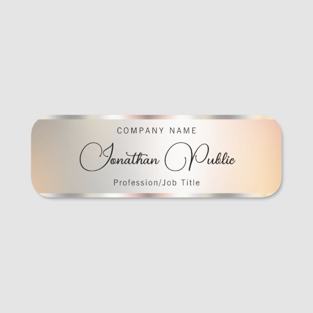 Elegant Script Name Silver Template Calligraphy Tag (Front)