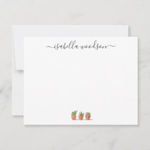 Elegant Script Name Succulent Cactus Card