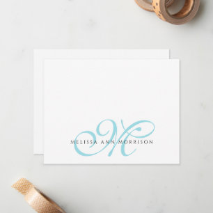 Elegant Script Name Teal Monogram  Card