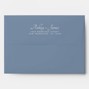 Elegant Script Names  Blue Wedding Return Address  Envelope