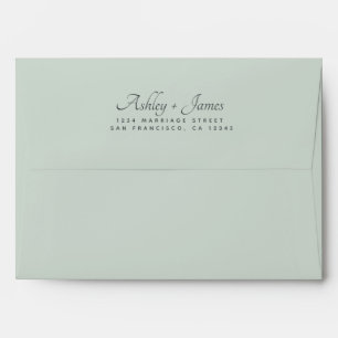 Elegant Script Names Green Wedding Return Address Envelope