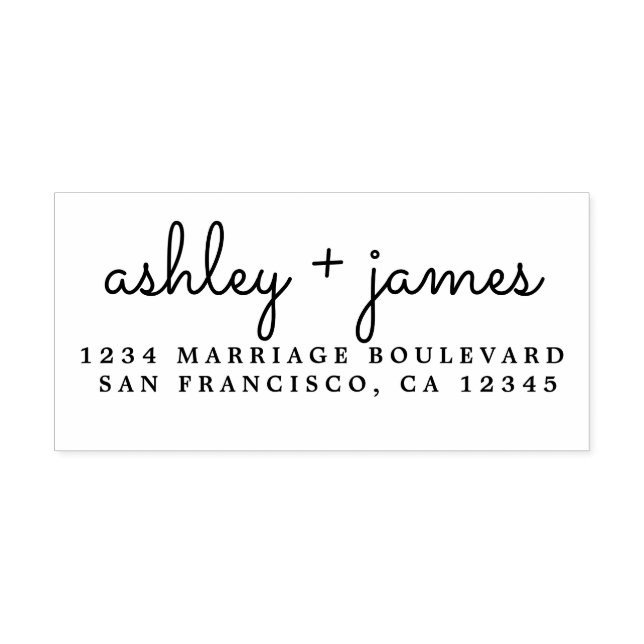 Elegant Script Names Modern Wedding Return Address Rubber Stamp (Imprint)
