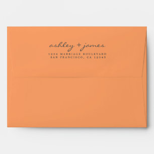 Elegant Script Names Orange Wedding Return Address Envelope