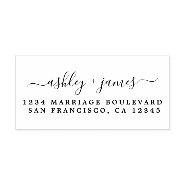 Elegant Script Names Wedding Return Address Self-inking Stamp (Design)