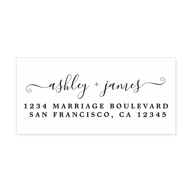 Elegant Script Names Wedding Return Address Self-inking Stamp (Design)