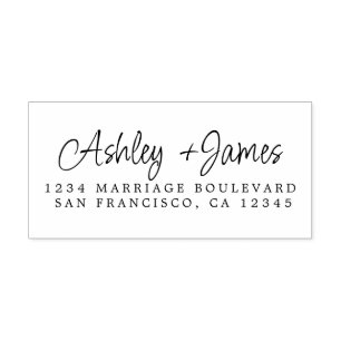 Elegant Script Names Wedding Return Address  Self-inking Stamp