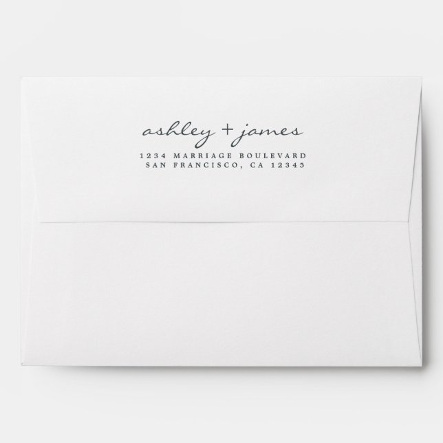Elegant Script Names White Wedding Return Address Envelope (Back (Top Flap))