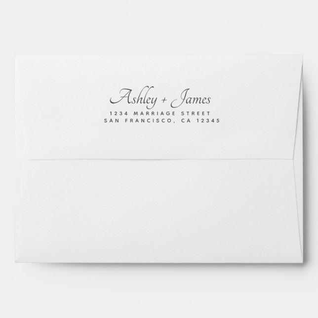 Elegant Script Names White Wedding Return Address Envelope (Back (Top Flap))