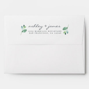 Elegant Script Names White Wedding Return Address Envelope