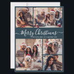 Elegant Script Navy 5 Photo Collage Christmas Holiday Card<br><div class="desc">Simple Modern Elegant Calligraphy Navy 5 Photo Collage Merry Christmas Script Holiday Card. This festive, whimsical, minimalist five (5) photo holiday greeting card template features a beautiful grid photo collage and says „Merry Christmas”! The „Merry Christmas” greeting text is written in a beautiful hand lettered swirly swash-tail white font script...</div>