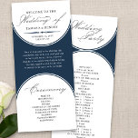 Elegant Script Navy Blue Arch Wedding Program<br><div class="desc">Navy blue wedding program with modern arches and elegant script calligraphy. Minimalist yet striking design in blue and white. Coordinating invitations, stationery and day of event decor can be found in my Wedding Colours collection. If you would like different colours or additional templates for matching products, please message me to...</div>