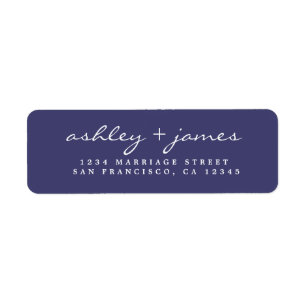 Élégant Script Navy Blue Mariage Adresse de retour