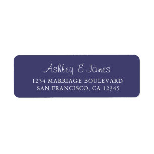 Élégant Script Navy Blue Mariage Adresse de retour