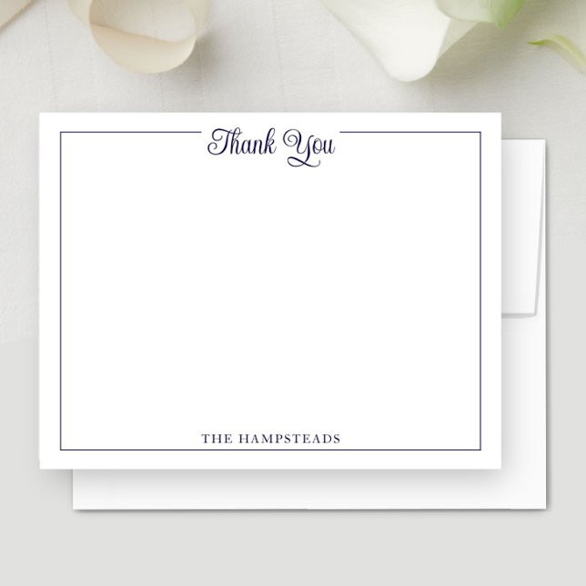 Elegant Script Navy Blue Thank You Stationery Card (Creator Uploaded)