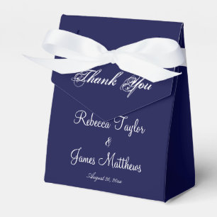 Elegant Script Navy Blue Wedding Thank You Favor Box