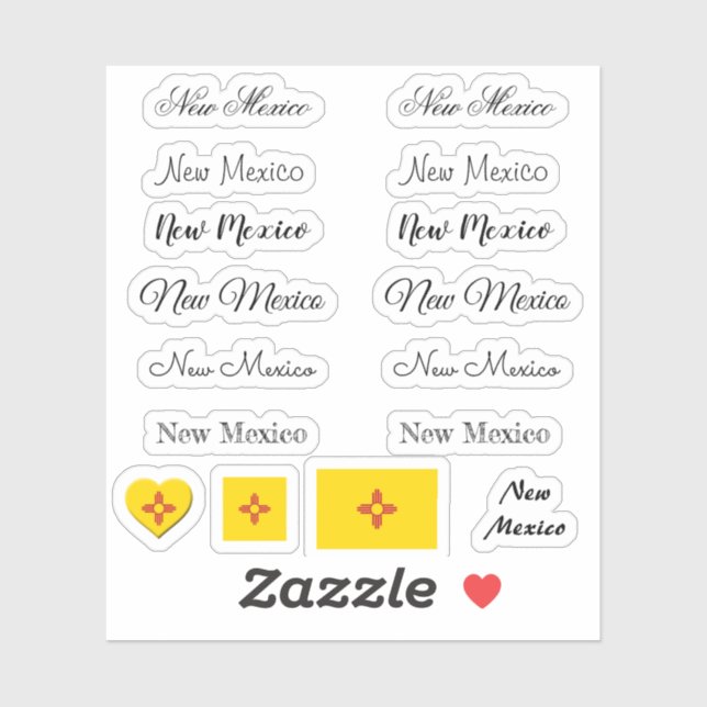 Elegant script New Mexico & Flag USA /name Set (Sheet)