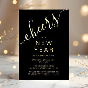 Elegant Script New Year Party Gold