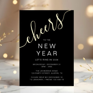 Elegant Script New Year Party Gold