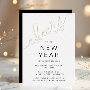 Elegant Script New Year Party Rose Gold
