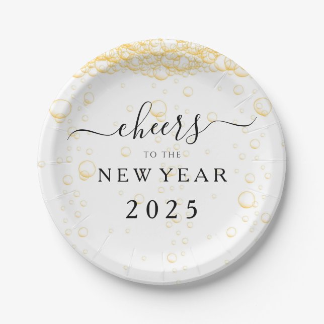 Elegant Script New Year's Eve Paper Plate (Front)