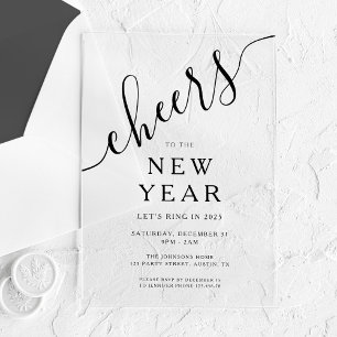 Elegant Script New Year's Eve Party  Acrylic Invitations