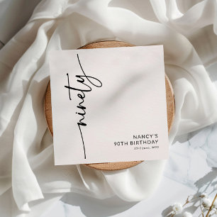 Elegant Script Ninety 90th Birthday Napkin