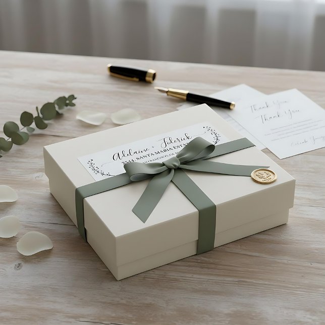 Élégant script noir blanc mariage adresse de retou (Créateur téléchargé)