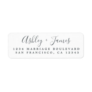 Élégant Script noir blanc Mariage Adresse de retou