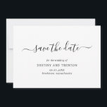 Elegant Script Non Photo Simple Modern Wedding Save The Date<br><div class="desc">Simple wedding non photo Save the Date card with a clean and minimalist design featuring an elegant touch with "save the date" in script with swashes.  A modern black and white Save the Date without pictures that coordinates beautifully with any style of wedding.</div>