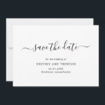 Elegant Script Non Photo Simple Modern Wedding Save The Date<br><div class="desc">Simple wedding non photo Save the Date card with a clean and minimalist design featuring an elegant touch with "save the date" in script with swashes.  A modern black and white Save the Date without pictures that coordinates beautifully with any style of wedding.</div>