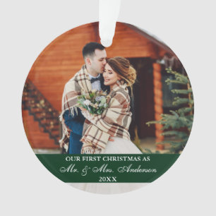 Élégant Script Notre Premier Chasseur de Noël Vert