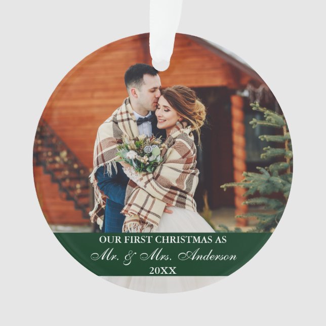 Élégant Script Notre Premier Chasseur de Noël Vert (devant)