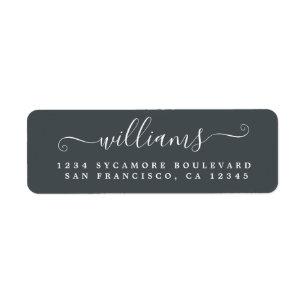 Elegant Script Off-Black Family Return Address