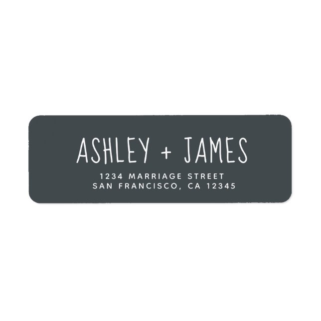 Élégant Script Off-Black Mariage Adresse de retour (Devant)