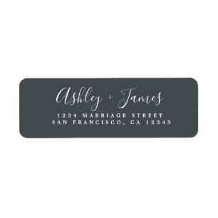 Elegant Script Off-Black Wedding Return Address