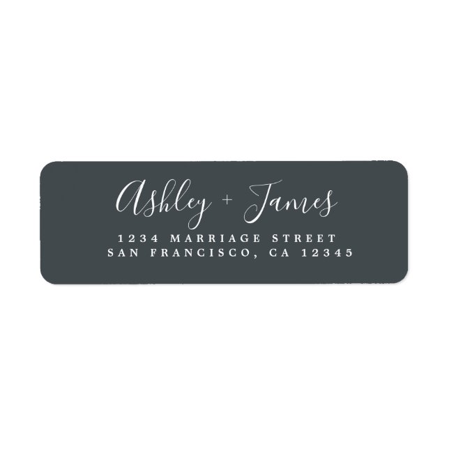 Elegant Script Off-Black Wedding Return Address (Front)