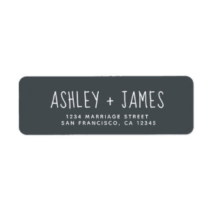 Elegant Script Off-Black Wedding Return Address
