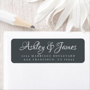 Elegant Script Off-Black Wedding Return Address