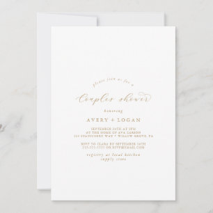 Elégant Script Or Couples Douche Invitation