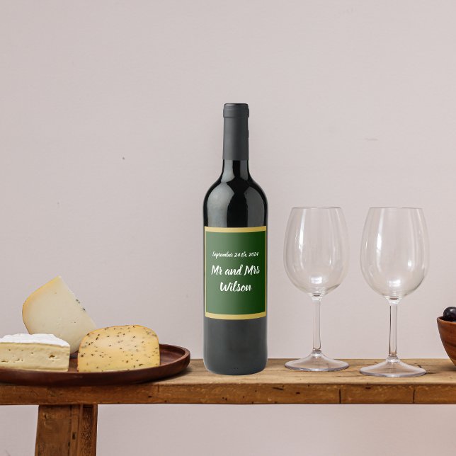 Elégant script or et cadre sur Étiquettes de vin v (Créateur téléchargé)