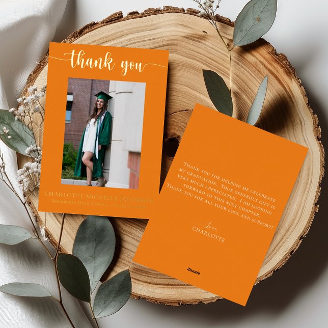 Elegant Script Orange Gold Photo Graduation (Creator Uploaded)