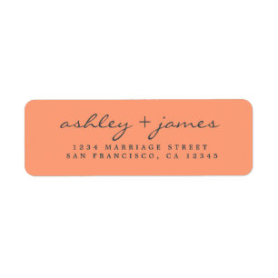 Elegant Script Orange Wedding Return Address 